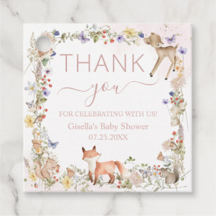 Whimsical Woodland Animals Wildflower Baby Shower  Favour Tags