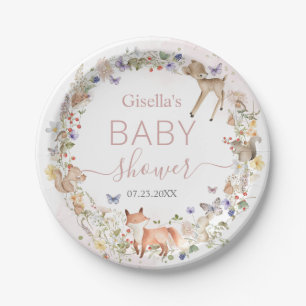 Whimsical Woodland Animals Wildflower Baby Shower  Paper Plate