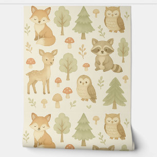 Whimsical Woodland Animaux Pépinière Papier peint