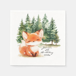 Whimsical Woodland Baby Fox 4th Birthday Napkin