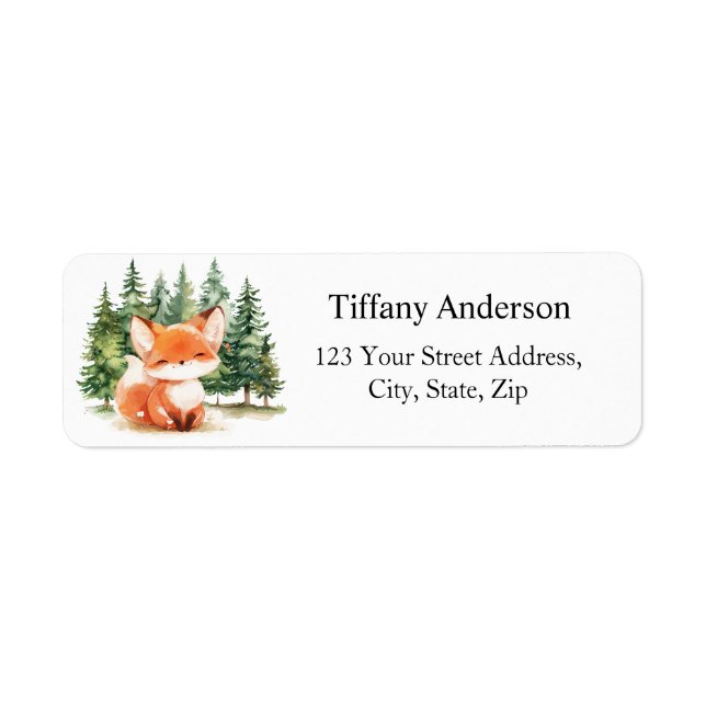 Whimsical Woodland Baby Fox Return Address (Front)