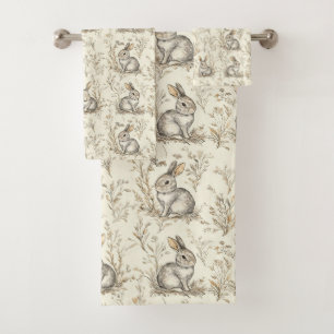 Whimsical Woodland Bunnies Bath Towel Set