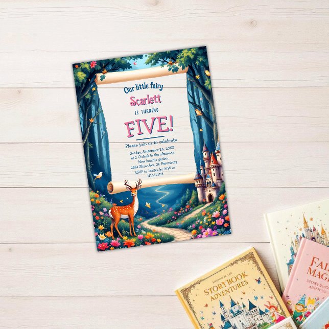 Whimsical Woodland Castle Fairytale Kid's Birthday Acrylic Invitations (Creator Uploaded)