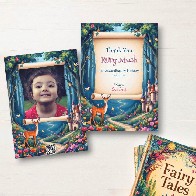 Whimsical Woodland Castle Fairytale Kid's Birthday Thank You Card (Creator Uploaded)