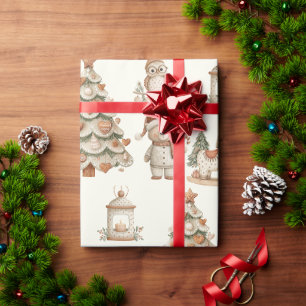 Whimsical Woodland Christmas Bears and Horses Wrapping Paper