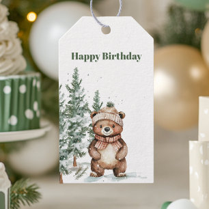 Whimsical Woodland Deer Birthday Green  Gift Tags