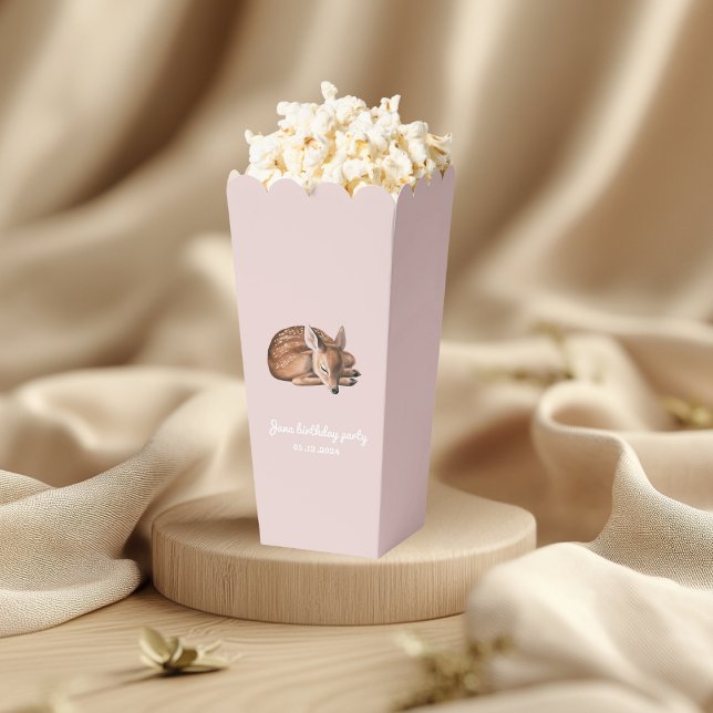 Whimsical Woodland Deer Birthday Popcorn  Favor Box (Creator Uploaded)