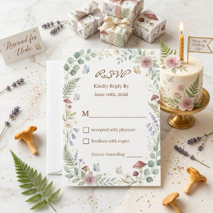 Whimsical Woodland Fairy Watercolor 5th Birthday RSVP Card