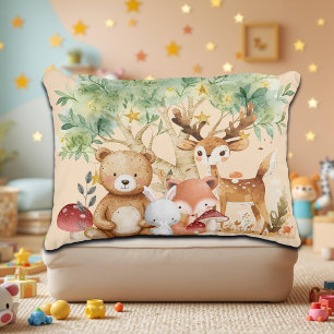 Whimsical Woodland Forest Animals Accent Pillow