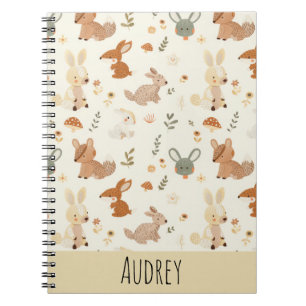 Whimsical Woodland Forest Animals Greenery Pattern Notebook