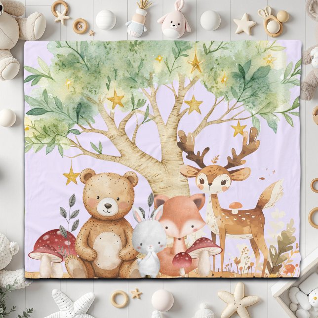 Whimsical Woodland Forest Animals Kids Fleece Blanket (Creator Uploaded)
