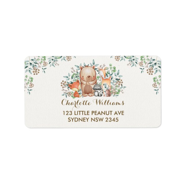 Whimsical Woodland Forest Animals Return Address Label (Front)