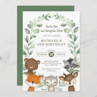 Whimsical Woodland Forest Friend Greenery Birthday