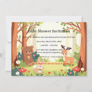 Whimsical Woodland Forest Friends Baby Shower Invitation