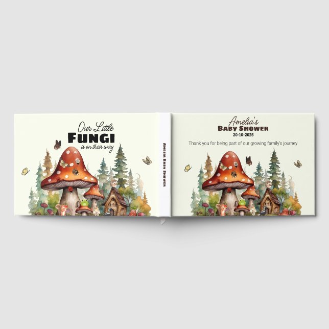 Whimsical Woodland  Forest Mushroom Baby Shower Guest Book (Full)