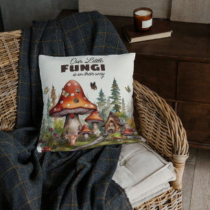 Whimsical Woodland  Forest Mushroom Baby Shower Throw Pillow