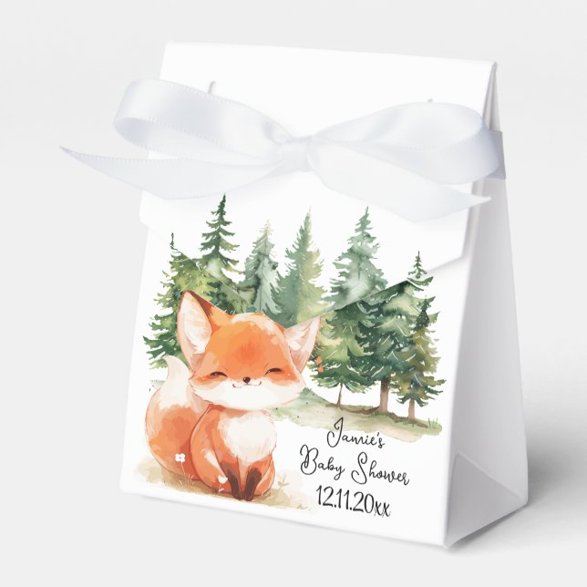 Whimsical Woodland Fox Baby Shower Favor Box (Front Side)