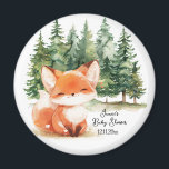 Whimsical Woodland Fox Baby Shower Magnet<br><div class="desc">A cute watercolor design with nature elements with a smiling baby fox!</div>