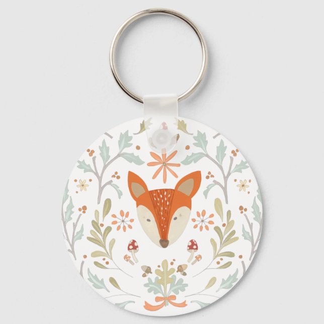 Whimsical Woodland Fox Keychain (Front)