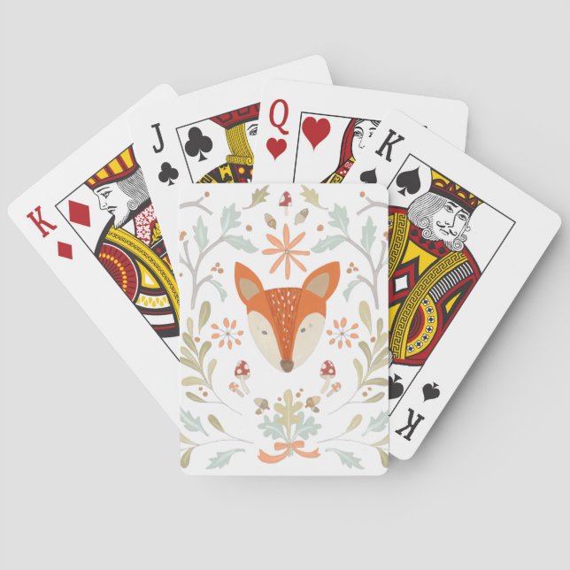 Whimsical Woodland Fox Playing Cards (Back)