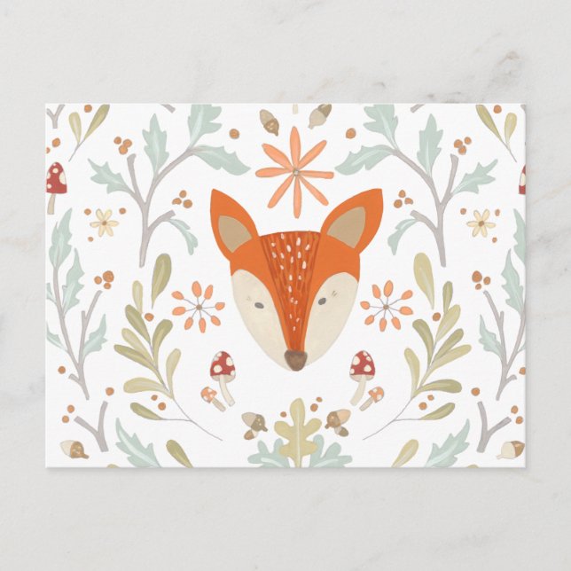 Whimsical Woodland Fox Postcard (Front)