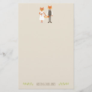 Whimsical Woodland Foxes Wedding Personalized Stationery
