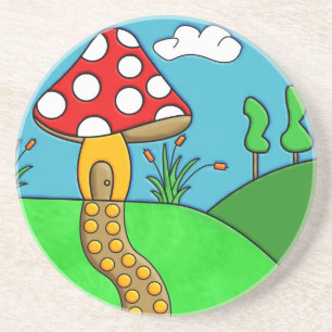 Whimsical Woodland Fungi Art Coaster