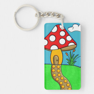 Whimsical Woodland Fungi Art Keychain