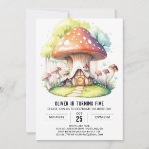 Whimsical Woodland Fungi Birthday Invitation
