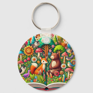 Whimsical Woodland Illustration Keychain