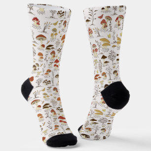 Whimsical Woodland Mushrooms Pattern Socks