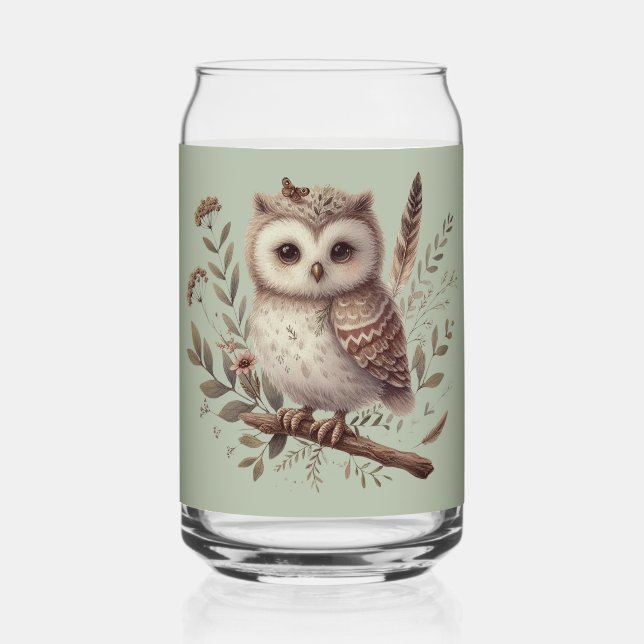 Whimsical Woodland Owl Botanical Illustration (Recto)
