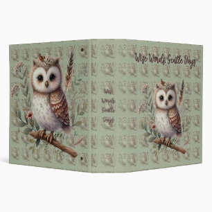 Whimsical Woodland Owl Botanical Illustration Binder