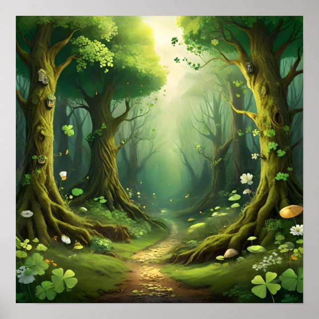 Whimsical Woodland St Patrick’s Day Path Poster (Front)