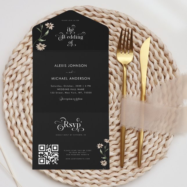 Whimsical Woodland Wildflowers QR Code Wedding All In One Invitation (Creator Uploaded)