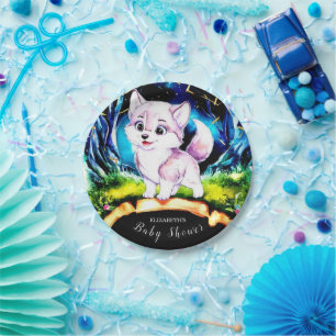 Whimsical Woodland Wolf Baby Shower Paper Plate