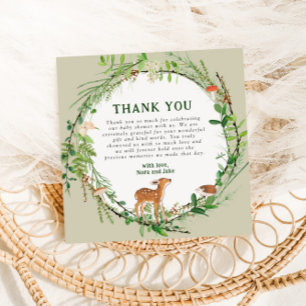 Whimsical Woodland Wreath Baby Shower  Thank You Card