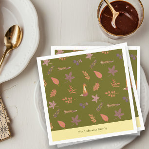Whimsical Woodlands Fall Vibes Personalize Family Napkin