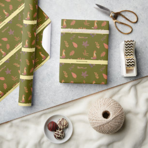 Whimsical Woodlands Fall Vibes Personalize Family Wrapping Paper