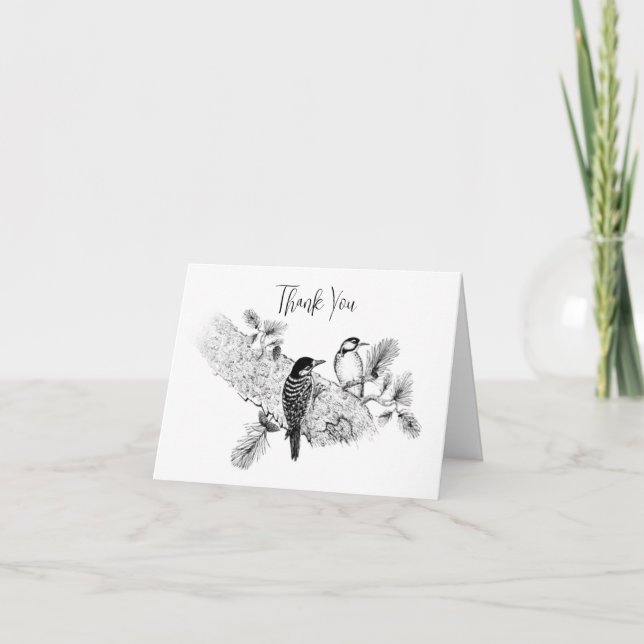 Whimsical Woodpecker Thank You Card (Front)