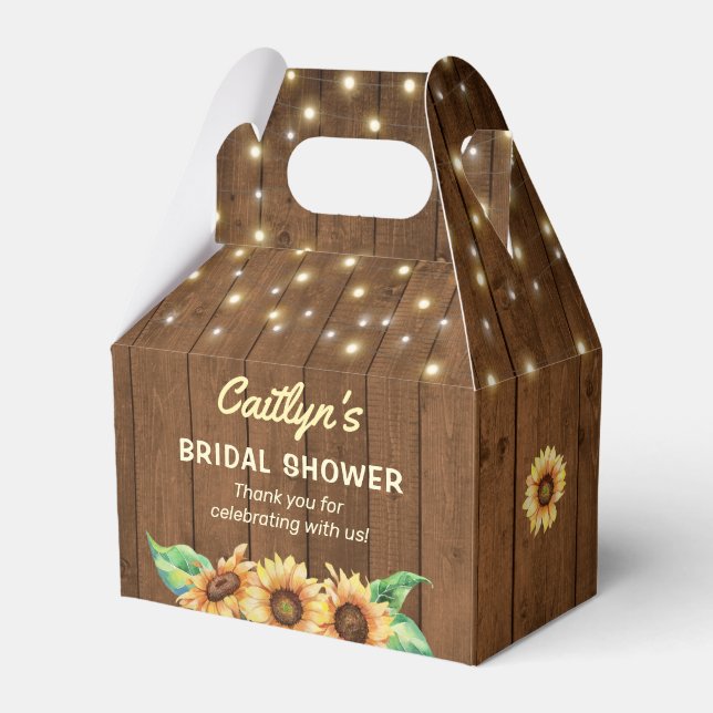 Whimsical Woods Fireflies Sunflower Bridal Shower Favor Box (Front Side)