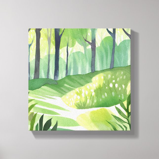 Whimsical Woods | Forest Watercolor Landscape Canvas Print (Front)
