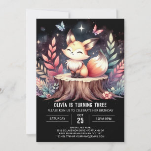 Whimsical Woods Fox Birthday Invitation