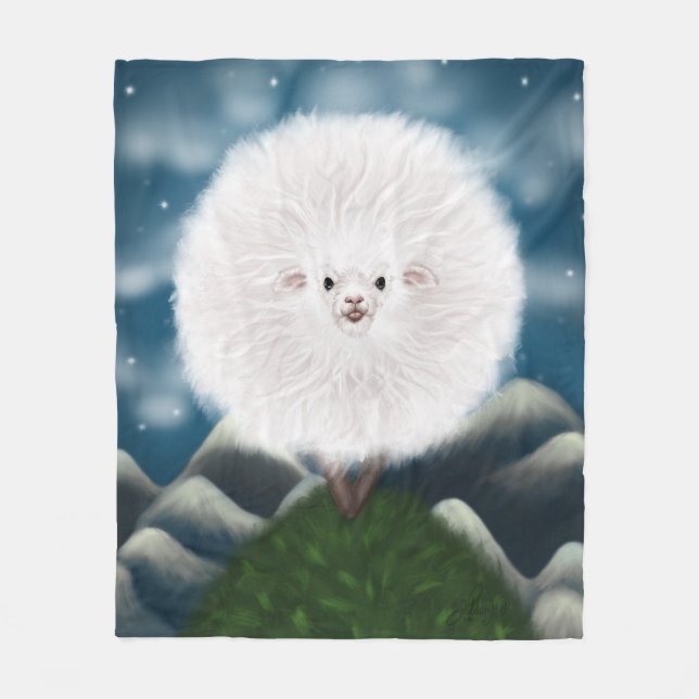 Whimsical Woolly: Silly Super Fluffy Sheep on the  Fleece Blanket (Front)