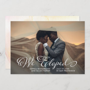 Whimsical Words We Eloped Photo Announcement