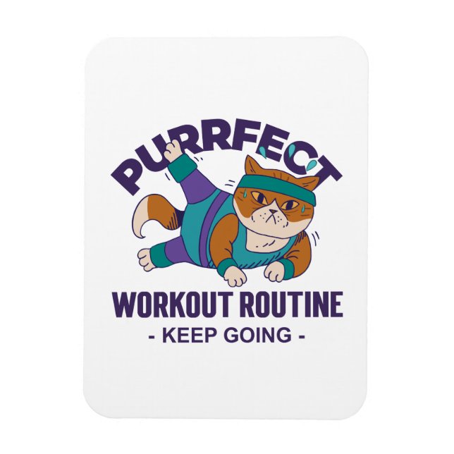 Whimsical Workout Cat Magnet (Vertical)