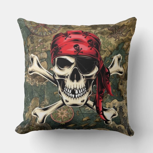 Whimsical World of Pirates Throw Pillow (Front)