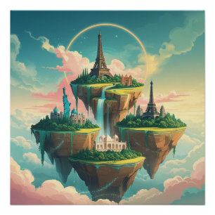 Whimsical World Wonders: Floating Cityscape Poster