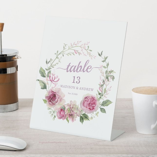 Whimsical Wreaths Watercolor Table Number Pedestal Pedestal Sign (Charm your guests with whimsical elegance. adds a touch of magic to your celebration.)