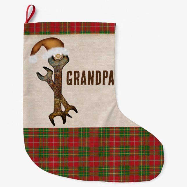 Whimsical Wrenches Personalized Large Christmas Stocking (Front)